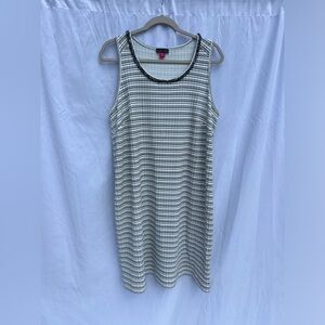NWOT Vince Camuto Sleeveless Dress Black Cream Striped Round Neck Womens 2X